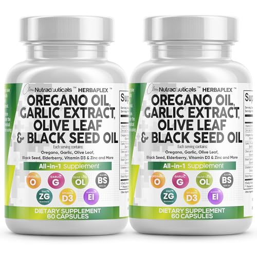 Clean Nutraceuticals Oregano Oil Garlic Extract Olive Leaf Black Seed Oil