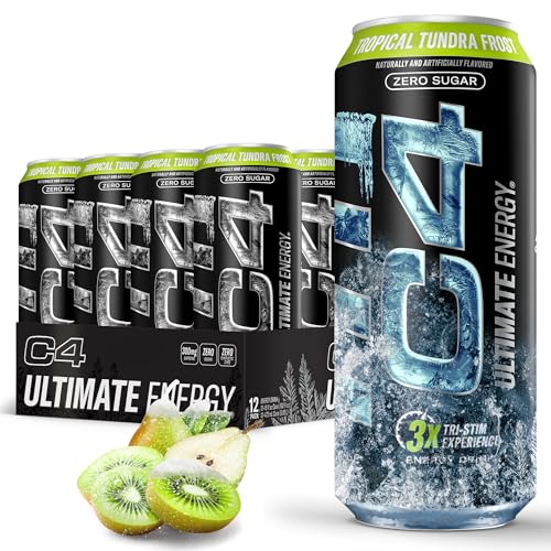 Cellucor C4 Ultimate | Pre Workout Sugar Free Energy Drink | Tri-Stim Experience with 300mg Caffeine + TeaCrine + Dynamine | Tropical Tundra Frost | 16oz (Pack of 12)