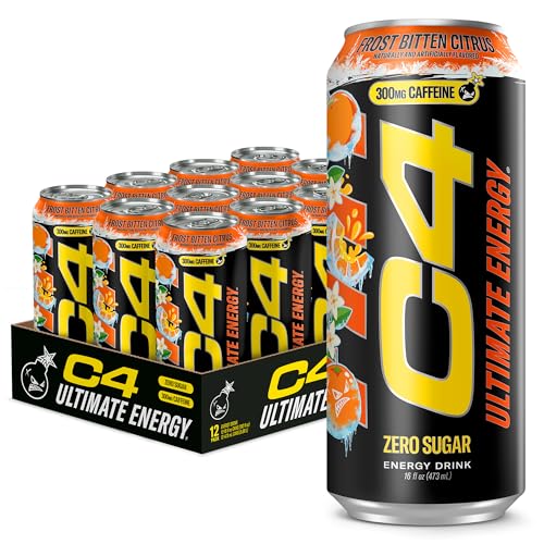 Cellucor C4 Ultimate | Pre Workout Sugar Free Energy Drink | Tri-Stim Experience with 300mg Caffeine + TeaCrine + Dynamine | Frost Bitten Citrus | 16oz (Pack of 12)