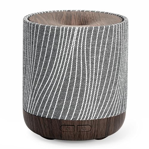 Essential Oil Diffuser 7 fl oz 200ml with Fabric Cover and Night Lamp | Ultrasonic Aroma Diffuser | Humidifier w Lights | Room Decor | Small Humidifier for Bedroom | Gift (Dark Brown)