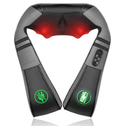 Medcursor Neck Massager with Heat for Pain Relief Deep Tissue, Rechargeable, Shiatsu Neck and Shoulder Massager, Ideal Gifts for Men, Women, Mom & Dad