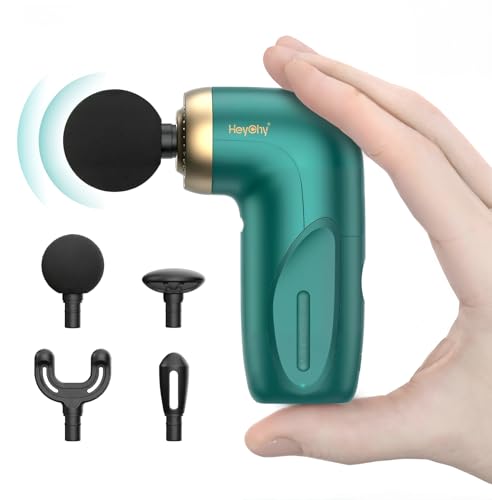 Mini Massage Gun with Heat Function, Heated Massage Head for Deep Tissue Pain Relief, Portable Muscle Massager for Athletes, Compact Percussion Gun