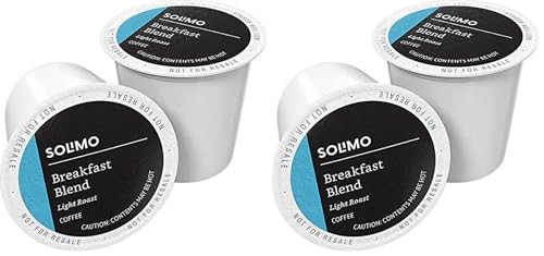 Amazon Brand - Solimo Light Roast Coffee Pods, Breakfast Blend, Compatible with Keurig 2.0 K-Cup Brewers, 100 Count (Pack of 2)