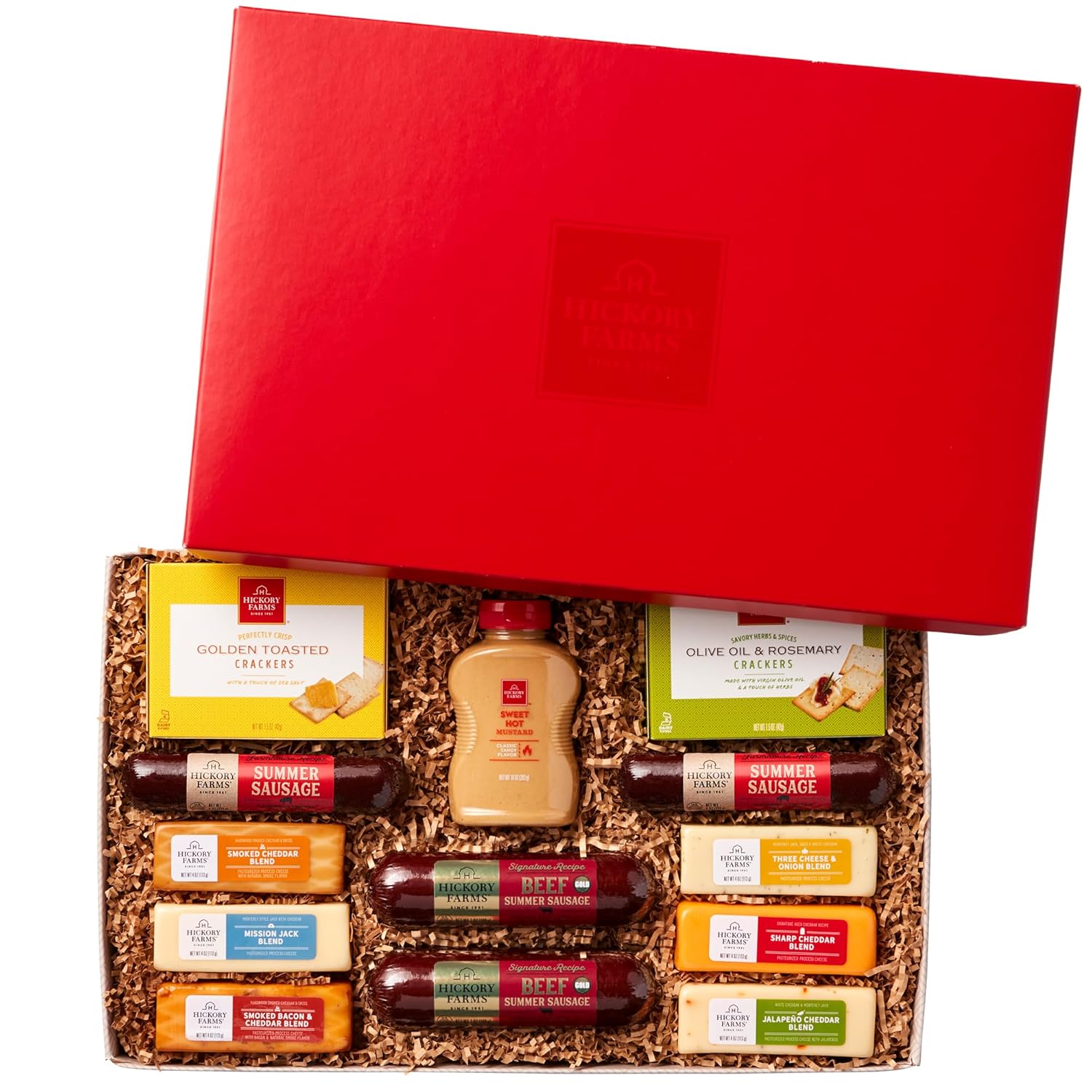 Hickory Farms Hearty Party Gift Basket- Meat and Cheese Food Gift Box (Extra Large) | Charcuterie Board Food | Summer Sausage | Father's Day | Mother's Day | Easter | Christmas | Holiday | Housewarming | Gourmet | Sympathy | Care Package