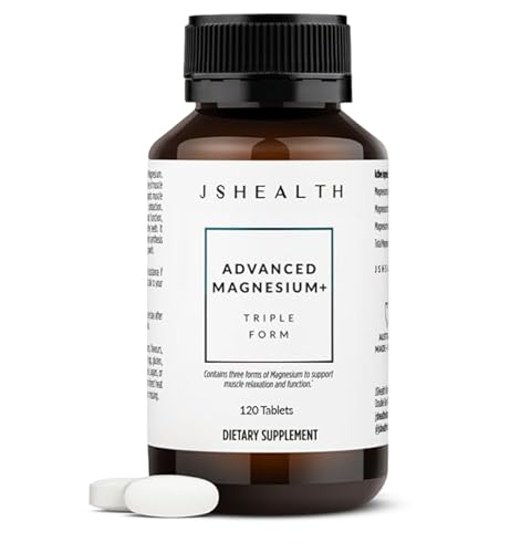 JSHealth Vitamins Advanced Magnesium Supplements with Magnesium Glycinate & Citrate for Muscle Relaxation (120 Tablets)