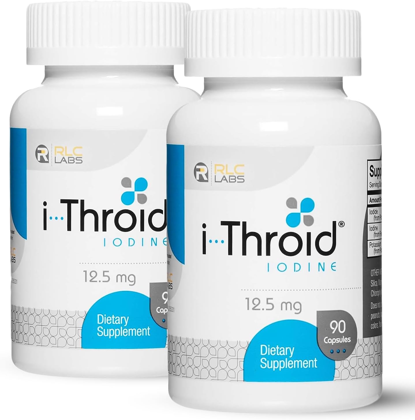 RLC Labs i-Throid 12.5 mg - Thyroid Supplements for Hypothyroidism, Iodide Supplements for Thyroid, Support Healthy Metabolism, Thyroid Support for Women and Men - 90 Vegetarian Capsules (Pack of 2)