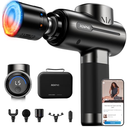 RENPHO Massage Gun with Heat and Cold, Portable Percussion Muscle Deep Tissue Massager with Carry Case, Gifts for Men Women