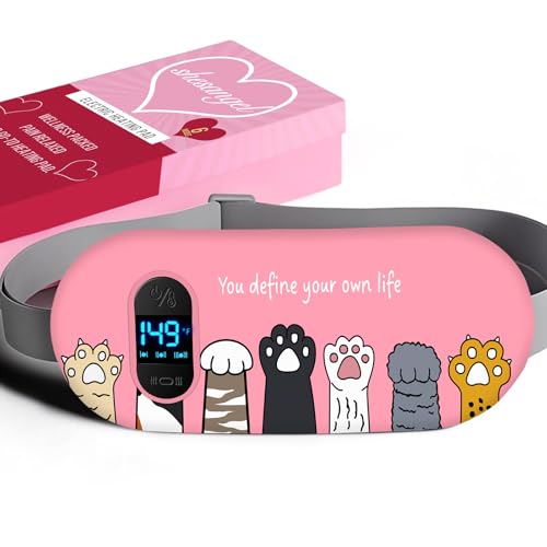 Portable Heating Pad for Period Cramps: Menstrual Heating Pad with Unique Design, Fast Heating Pad with 6 Heat Levels and 6 Massage Modes, Gifts for Her, Women, Teens and Girls
