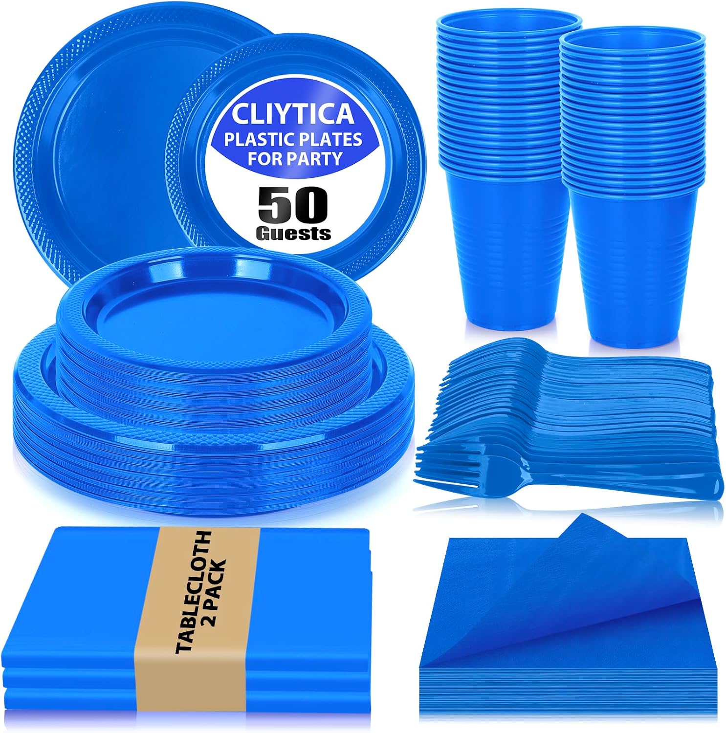 CLIYTICA 252-Piece Blue Party Set