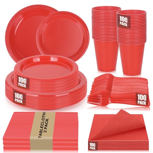 CLIYTICA Red Dinnerware Set (502 pcs)