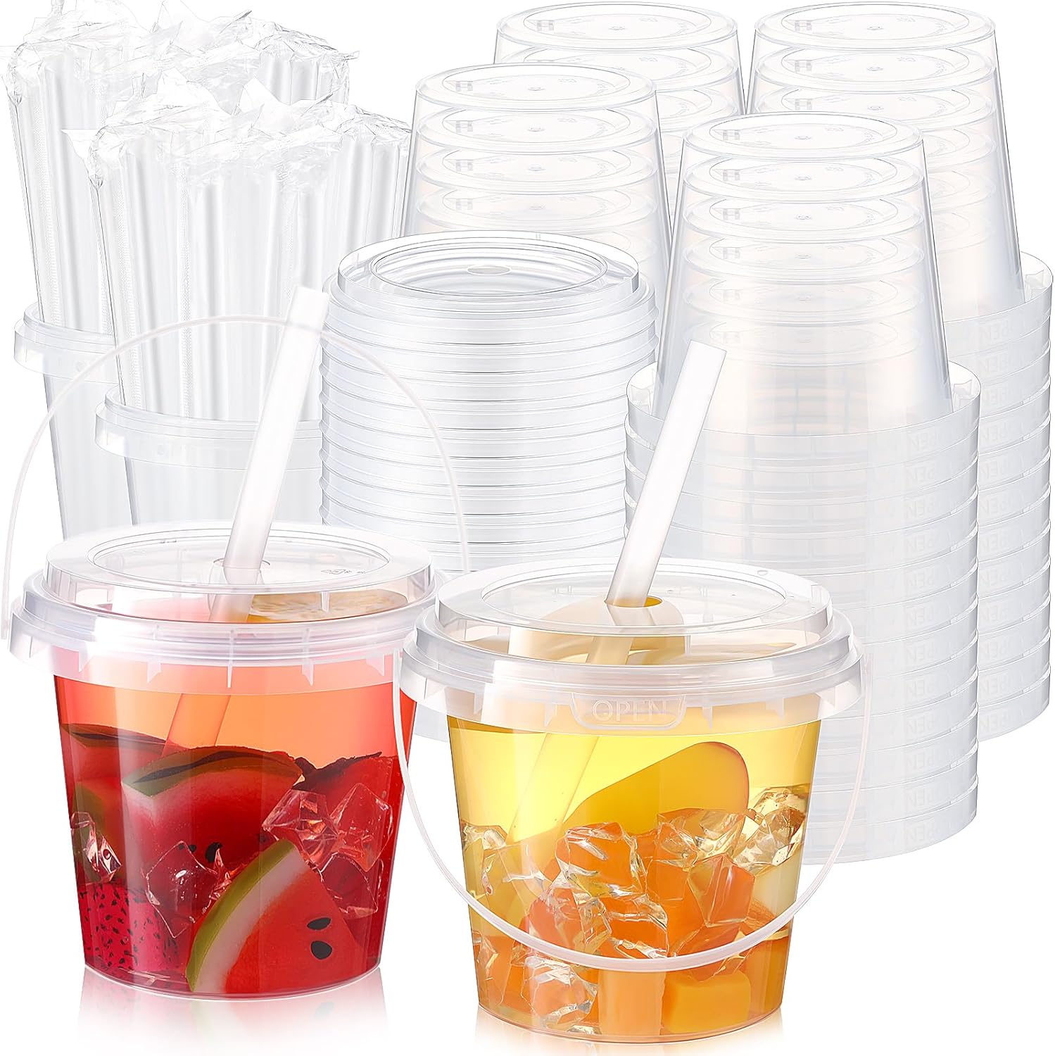 Funnymoom 100 Set Clear Plastic Cups (24 oz)