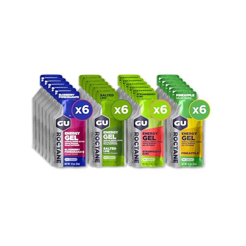 Gu Energy Roctane Ultra Endurance Mixed Pack Energy Gel, On-The-Go Sports Nutrition for Running, Biking, Hiking or Skiing, Fruity Assorted Flavors, 24-Count