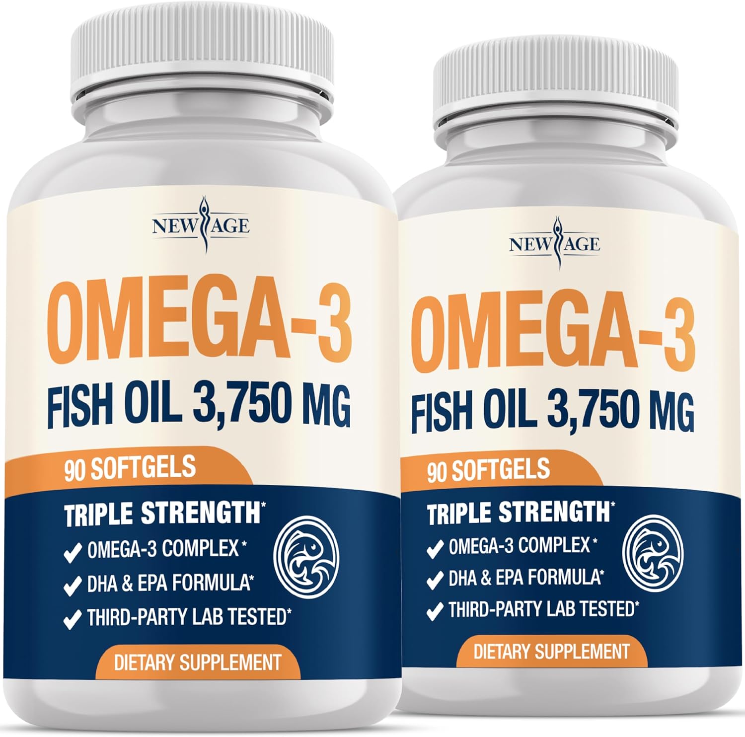 Triple Strength Omega 3 Fish Oil 3750 mg - EPA & DHA - Over 3000mg Omega-3 Fatty Acids - 1350mg EPA + 900mg DHA - Best Essential Fatty Acids, Burpless Fish Oil - 180 Count