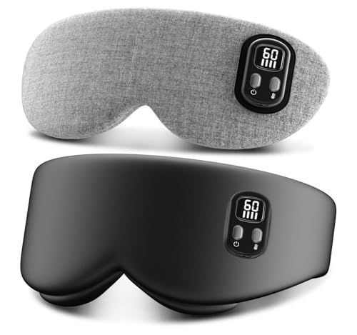 Heated Eye Mask - Cordless Eye Mask for Dry Eyes, Eye Relief, Improved Sleep, Timed Shutdown, 4 Temperature, Washable Silk Eye Heating Pad for Travel, Removable for Cleaning - Black