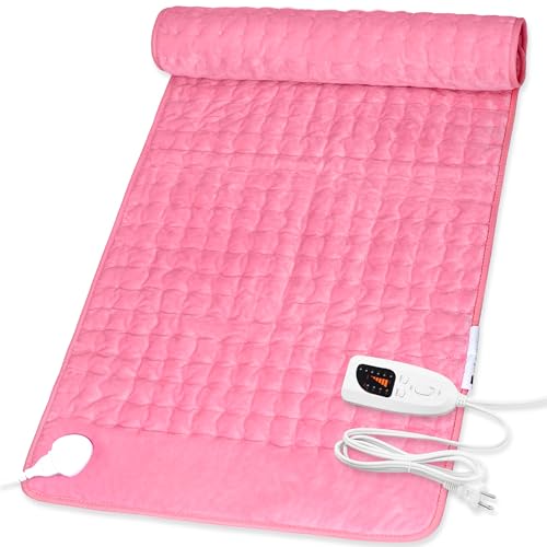 Deepsoon Heating Pad,Electric Heating Pads for Back,Neck,Abdomen,Moist Heating Pad for Shoulder,Knee,Arms,Legs,Dry/Moist Heat & Auto Shut Off,Birthday Gifts for Men and Women,BabyPink,40x20 Inch