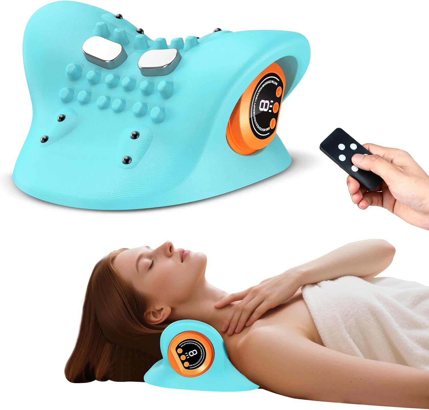 ILoveU 2025 Upgraded Shiatsu Neck Massager Pillow  3-in-1 Heat/Vibration/Wave Modes with Remote, USB-C Rechargeable, Portable for Car/Office/Home  15-Min Auto Shut-Off