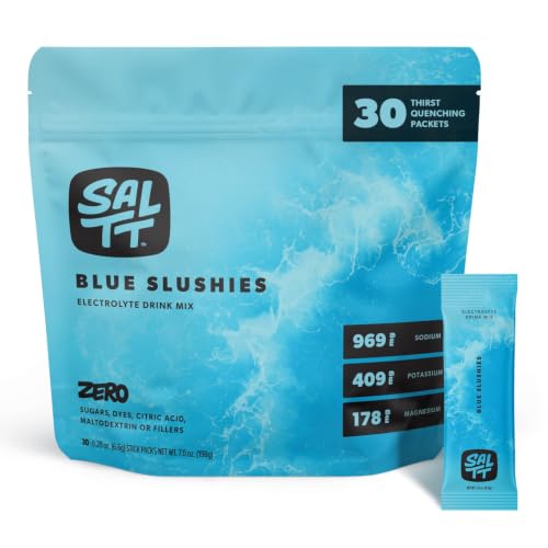 Keto Chow SALTT Electrolytes Powder Packets, Blue Slushies (30 Hydration Packets) - Magnesium, Potassium, Sodium, Trace Minerals - Vegan, Sugar Free, Gluten Free - Travel Essentials - Made in USA