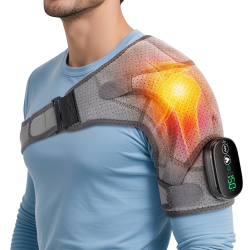 Heated Shoulder Wrap with Massage, Shoulder Heating Pad for Rotator Cuff Frozen Shoulder, Cordless Shoulder Heating Pads Shoulder Massager with Heat