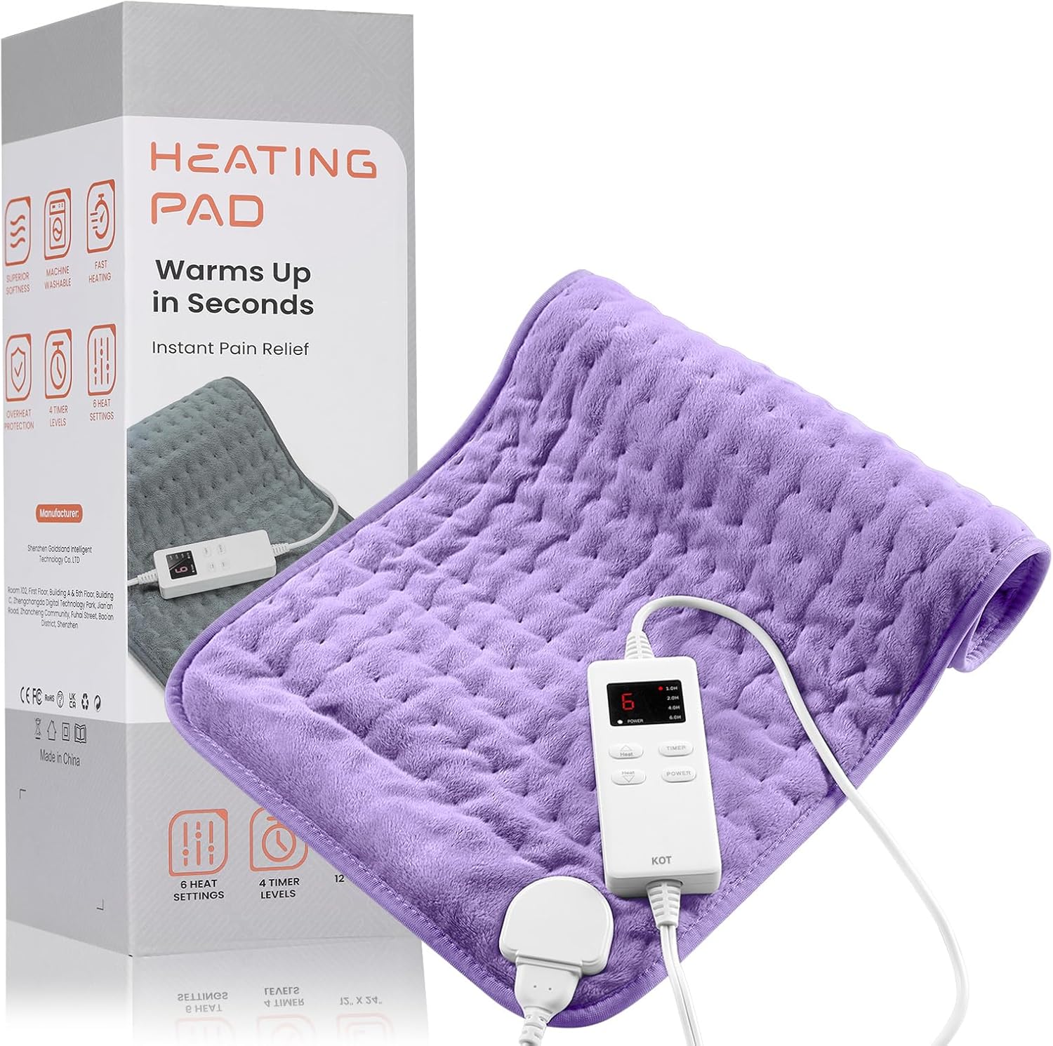Heating Pad for Back Pain Relief & Cramps, KOT Heating Pads with Auto Shut Off Large, 6 Heat Settings Electric Heated Pad, Mothers Day Gifts for Mom Women, 12" x 24"