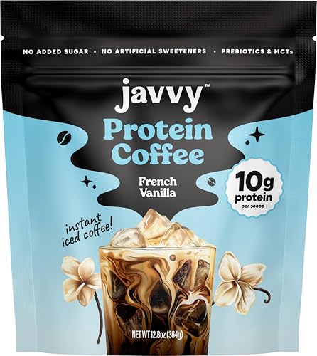 French Vanilla Protein Iced Coffee - Premium Whey Protein & Instant Iced Coffees - Natural Cold Brew Coffee - Zero Artificial Flavors & Sweeteners, 80 mg Caffeine, 0g of Sugar, 20 Servings
