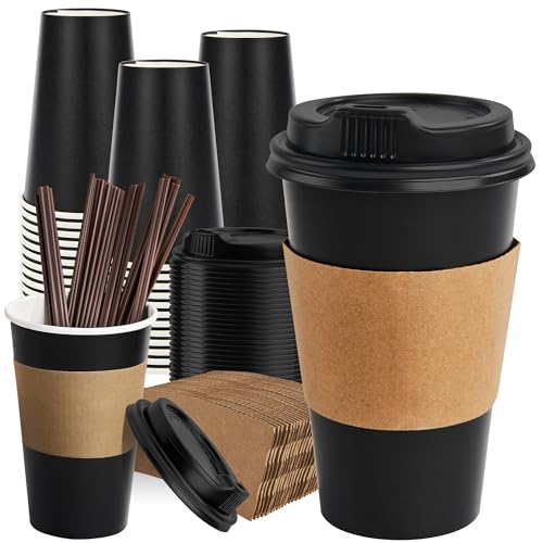 RACETOP 16 oz Paper Coffee Cups, 100 Pack