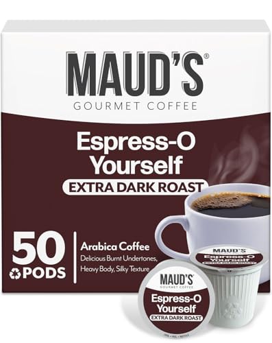 Maud's Espresso Roast Coffee Pods, 50ct, Dark Roast Coffee in Recyclable Single Serve Pods  100% Arabica Coffee, Compatible with Keurig K Cups Maker