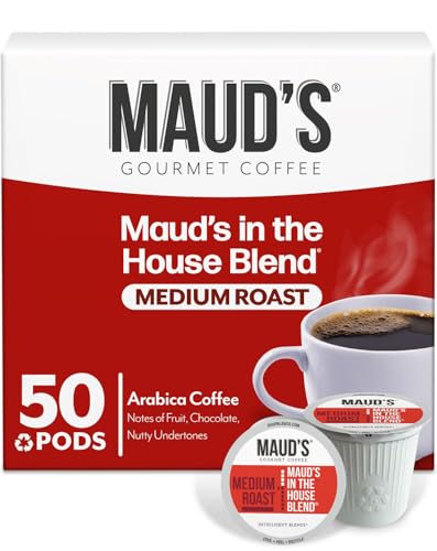 Maud's Medium Roast Coffee Pods, 50ct, Recyclable Single Serve Pods  100% Arabica Coffee, Compatible with Keurig K Cups Maker