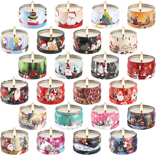 24 Pack Christmas Scented Candles Set